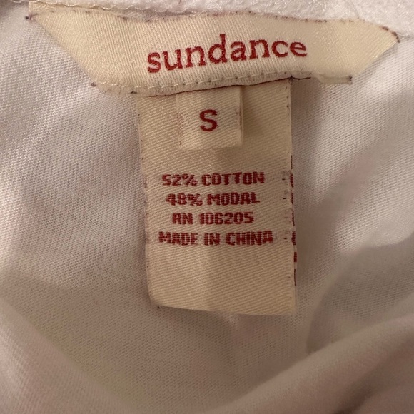 Sundance White 3/4 Sleeve Top with Pocket Raw Hem Casual Stretchy Staple Sz S - Picture 6 of 7